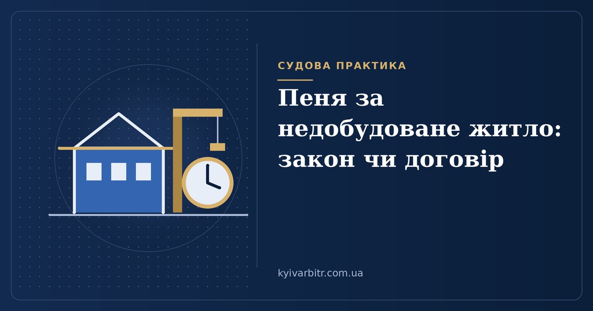Ілюстрація: недобудований будинок із годинником і позначкою відсотка
